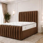 Stylish Panel Line Super King Bed Frame 200 x 200 cm - Premium Super King Size Bed with Mattress Included