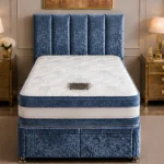 Contemporary Blue Single Divan Bed With Mattress & Drawers Storage