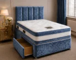 Contemporary Blue Single Divan Bed With Mattress & Drawers Storage - Image 2