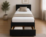 Onyx Black 3ft Divan Bed – 90 × 190 cm with mattress and Built-In Drawers