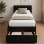 Onyx Black 3ft Divan Bed – 90 × 190 cm with mattress and Built-In Drawers