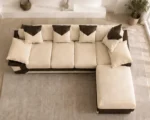 Dino 5 Seater Corner Sofa Cream Leather Touch - Modern L Shape Sofa - Image 2