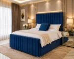 Blue King Size Panel Bed with Mattress – Panel Line King Size Bed with Mattress – 180 x 200 cm - Image 4