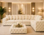Elegant Cream Corner Sofa Suite with Tufted Upholstery - Comfortable Deep Seating & Premium L Shaped Design - Image 2