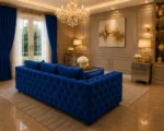 Dark Blue Luxury Sofa 3 Seater - Classic Tufted Seating for Sophisticated Interiors - Image 4