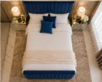 Blue King Size Panel Bed with Mattress – Panel Line King Size Bed with Mattress – 180 x 200 cm - Image 3