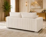 Luxury 2 Seater Sofa – Off White Velvet Fabric with Gold Detail - Image 3