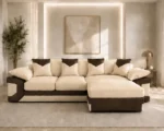 Dino 5 Seater Corner Sofa Cream Leather Touch - Modern L Shape Sofa - Image 3