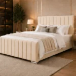 Luxury Super King Size Bed with Mattress - Panel Line Super King Size Bed with Mattress