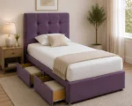 Regal Violet Upholstered Divan – 3ft - 90 × 190 cm with Mattress Included - Image 2