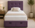Regal Violet Upholstered Divan – 3ft - 90 × 190 cm with Mattress Included
