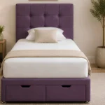 Regal Violet Upholstered Divan – 3ft - 90 × 190 cm with Mattress Included