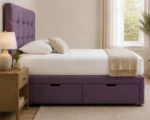Regal Violet Upholstered Divan – 3ft - 90 × 190 cm with Mattress Included - Image 3
