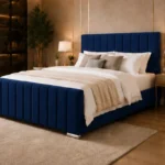 Modern Blue Super King Size Panel Bed - Super King Size Bed with Mattress