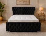Obsidian Black Super King Oxford Bed with Mattress – 6ft | 200 × 200 cm