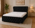 Obsidian Black Super King Oxford Bed with Mattress – 6ft | 200 × 200 cm - Image 4