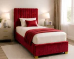 Cherry Red Fabric Divan – 3ft - 90 × 190 cm with Mattress & Spacious Drawers - Image 2