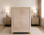 Latte Beige Upholstered Bed – 3ft -  90 × 190 cm with Mattress & Storage - Image 3