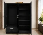 Contemporary 4 Door Storage Wardrobe with 4 Mirror Panels and 2 Integrated Bedroom Drawers - Image 5