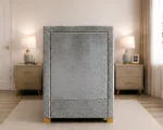 Moonstone Grey Upholstered Divan – 3ft - 90 × 190 cm with Mattress - Image 3