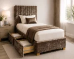 Cocoa Brown Divan Bed – 3ft -  90 × 190 cm with Mattress & Storage - Image 2