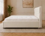Vanilla Cream King Oxford Bed – Contemporary Luxury Headboard with Comfortable Mattress - Image 3