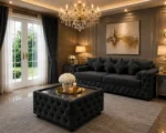Charcoal 3 Seater Sofa – Luxury Tufted Living Room Furniture - Image 2