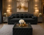 Charcoal 3 Seater Sofa – Luxury Tufted Living Room Furniture