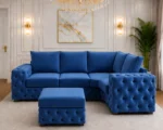 Royal Blue 4 Seater Sofa – Luxurious Tufted Corner Seating