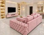 Luxury 5 Seater Pink Corner Sofa – Stylish Chesterfield Living Room Suite - Image 3