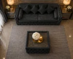 Charcoal 3 Seater Sofa – Luxury Tufted Living Room Furniture - Image 3