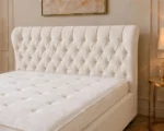Pearl Off White Oxford Bed – Stylish 160 × 200 cm Upholstered Frame with Mattress - Image 4