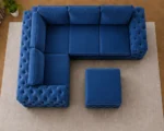 Royal Blue 4 Seater Sofa – Luxurious Tufted Corner Seating - Image 2
