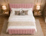 Panel Line Double Bed with Mattress - Luxury Double Bed with Panel Line Headboard - Image 4