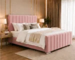 Panel Line Double Bed with Mattress - Luxury Double Bed with Panel Line Headboard - Image 3