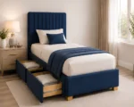 Cobalt Blue Divan – 3ft - 90 × 190 cm with Mattress Included - Image 3