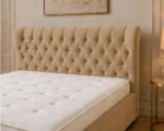 Stone Beige Oxford Super King Bed – Luxury Upholstered Headboard with Premium Mattress - Image 2