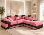 Pink 5 Seater Corner Sofa – Dino Premium Leather Touch Lounge Furniture