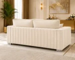 Modern 2 Seater Cream Sofa – Premium Designer Sofa with Plush Cushions & Gold Details - Image 3