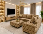 Luxury 5 Seater Oak Corner Sofa – Elegant Chesterfield Style Lounge Suite - Image 4