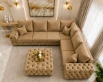 Luxury 5 Seater Oak Corner Sofa – Elegant Chesterfield Style Lounge Suite - Image 2