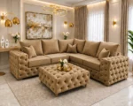 Luxury 5 Seater Oak Corner Sofa – Elegant Chesterfield Style Lounge Suite