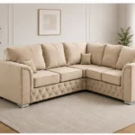 Luxury Camel Fabric L-Shaped Sofa – Elegant Camel L-Shaped Sofa – Comfortable Premium Corner Seating