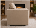 Elegant Button-Tufted Armchair with Soft Cushion Premium Beige Lounge Chair with Classic Detailing - Image 4