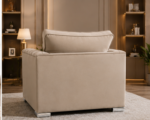 Elegant Button-Tufted Armchair with Soft Cushion Premium Beige Lounge Chair with Classic Detailing - Image 5