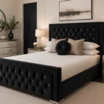 Premium Black Hilton Super King Bed with mattress – 6ft 200 × 200 cm With mattress - Stylish Upholstered Design