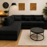 Premium Black Sectional Sofa – Stylish L-Shaped Corner Couch for Living Room