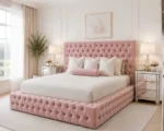 Dusty Pink Ambassador Double Bed with mattress – Luxury Upholstered Design - Image 2