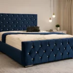 Elegant Blue Florida Upholstered King Size Bed – 5ft with Mattress Included