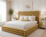 The Golden Empress – Premium Velvet Super King Bed with mattress - Image 2